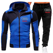 Load image into Gallery viewer, Tracksuit Audi Car Logo Print Sportswear 2 Pieces Sets Warm Fleece Clothing Hooded Sweatshirt+Pants Sport Suit Audi Men Clothing
