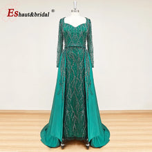 Load image into Gallery viewer, Elegant Wedding Evening Dress for Women 2026 V Neck Long Sleeves Mermaid with Detachable Train Prom Party Gowns Customized
