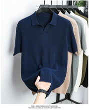 Load image into Gallery viewer, 100% Cotton Short-sleeved POLO Shirt Men's Lapel Knitted T-shirt High-end Casual Bottoming Versatile Men's Short-sleeved Men's T
