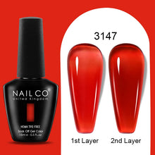 Load image into Gallery viewer, NAILCO 15ml Colorful Jelly Gel Nail Polish Gorgeous Color HEMA TPO FREE Soak Off UV LED Semi Permanent Long Wear Gel Varnish
