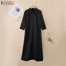 Load image into Gallery viewer, Elegant Lapel Solid Midi Dress
