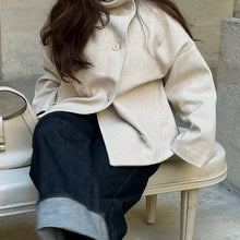 Load image into Gallery viewer, 2025 Autumn Woolen Coats Women Casual Double Breasted Stand Collar Female Office Short Jackets Chic Lady Loose Street Outwear
