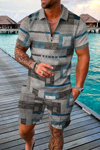 Load image into Gallery viewer, Summer Men's Tracksuit Short Sleeve Polo Shirt Set Fashion Luxury Chain Print Clothing 2 Pieces Casual Suit Streetwear Outfit
