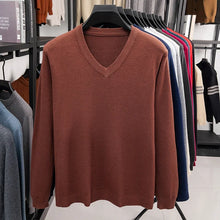 Load image into Gallery viewer, New Sweatwear Men's V Neck Basic Solid Color Sweaters Round Neck Elastic Pullovers Warm Autumn Knitted Oversized Sweater Men

