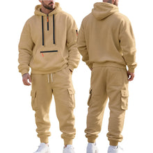 Load image into Gallery viewer, Men's Heavyweight Fleece-Lined Casual Tracksuit Set for Winter - Loose-Fit, Half-Zip, 2-Piece Workwear Style
