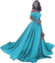 Load image into Gallery viewer, Simple Off Shoulder Satin Evening Gown
