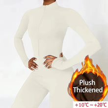 Load image into Gallery viewer, Warm Plush Sports Jumpsuits Women's Tracksuit One-Piece Fitness Suit Winter Gym Sets Long Sleeves Black Exercise Bodysuit Woman
