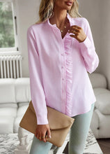 Load image into Gallery viewer, Women's Shirt Elegant Long Sleeve Ruched Stand Neck Office Lady Blouse Casual Button Shirts Harajuku Tunics Street Simple Tops
