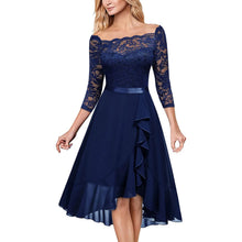 Load image into Gallery viewer, Dark Blue Elegant Midi Evening Dress
