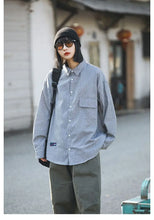 Load image into Gallery viewer, Retro Striped Workwear Shirt Women
