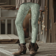 Load image into Gallery viewer, Fashion Women's Slim-Fit Leggings Wine Red Floral Pants Autumn Winter Stylish Thick Warm Pants Sexy Tights for Outdoor Wear
