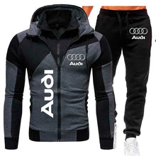 Load image into Gallery viewer, Tracksuit Audi Car Logo Print Sportswear 2 Pieces Sets Warm Fleece Clothing Hooded Sweatshirt+Pants Sport Suit Audi Men Clothing
