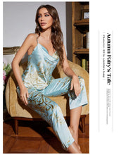 Load image into Gallery viewer, Cherry Satin Long Pajama Set
