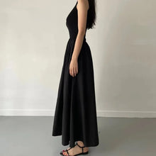 Load image into Gallery viewer, Female Fashion Style Dress New Summer Simple Elegant Black Long Dresses For Women Round Neck Sleeveless High Waist Temperament
