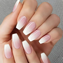 Load image into Gallery viewer, 24pcs Gradient Fake Nails French Ballerina Nail Waterproof Faux Medium Coffin false nails Fingernails Press on Nails Tips
