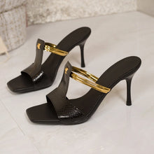 Load image into Gallery viewer, Women's High Heels Fashion Luxury Metal Heels Women Open Toe Slippers Sexy Party Women Dress Women Sandals Tacones Altos
