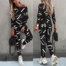 Load image into Gallery viewer, Women's Yoga Set Soft Outfit Letters Print Long Sleeve Top Spring Tracksuit Casual Sports Fitness Yoga Suit
