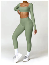Load image into Gallery viewer, Summer 2PCS Yoga Suit Sports Set Women Quick-Dry Gym Set Women Tracksuit Running Workout Long Sleeve Sports Shirt Yoga Clothing
