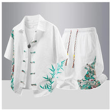 Load image into Gallery viewer, Summer Tracksuits Men Traditional Chinese Style Suit Shirt Shorts Tang Suit Male Fashion Casual Summer Sets
