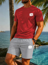 Load image into Gallery viewer, Men's 2-Piece Tracksuit Casual Sportswear Set Short Sleeve T-Shirt + Shorts Quick Dry Breathable Gym Fitness Running Outfit
