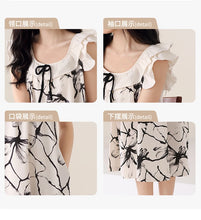 Load image into Gallery viewer, Newest Women Nightdress Female 100% Cotton Nightwear Floral Short Sleeve Sleepdress With Chest Pad
