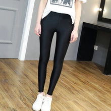 Load image into Gallery viewer, Women Shiny Black Legging Autumn Ladies Push Up Slim Leggings High Waist Stretchy Soft Large Size Women Leggings
