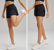 Load image into Gallery viewer, Yoga Shorts Sports Fitness Shorts High Waist Running Fake Two Pieces Anti-Shine Shorts Women's Double Layer Training Leggings
