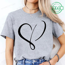 Load image into Gallery viewer, Women Love Heart Design T-Shirts Fashion Casual Short Sleeve T-shirt Heart Personalised Graphic Tshirts RED Women T Shirts Ts01
