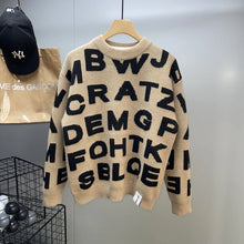 Load image into Gallery viewer, Sweater Men's Clothing Winter Full-print Letter Jacquard Loose Thickened Design Round Neck Top Trendy American Style Sweater
