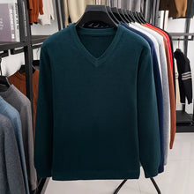Load image into Gallery viewer, New Sweatwear Men's V Neck Basic Solid Color Sweaters Round Neck Elastic Pullovers Warm Autumn Knitted Oversized Sweater Men
