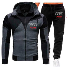 Load image into Gallery viewer, Tracksuit Audi Car Logo Print Sportswear 2 Pieces Sets Warm Fleece Clothing Hooded Sweatshirt+Pants Sport Suit Audi Men Clothing
