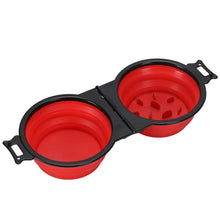 Load image into Gallery viewer, 1-piece 2-in-1 Foldable Dual Bowl Feeding Bowl Portable Outdoor Travel Dog Cat Drinking Bowl Pet Supplies Outdoor Feeding Water
