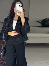 Load image into Gallery viewer, Elegant Cropped Sequin Blazer Jacket
