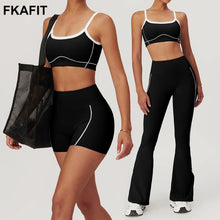 Load image into Gallery viewer, Yoga Set Women Sport Bra Gym Workout Legging High Waist Wide Flare Pant Fitness Sports Shorts Active Wear Suit
