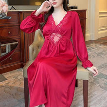 Load image into Gallery viewer, Female Long Nightdress Retro French Court Style Princess Nightgown Sleepwear Spring Summer Loose Rayon Home Clothes Lounge Wear
