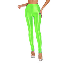 Load image into Gallery viewer, Womens Shiny Glossy High Waisted Stirrup Leggings Tights Gymnastics Workout Yoga Pants Tummy Control Sports Trousers
