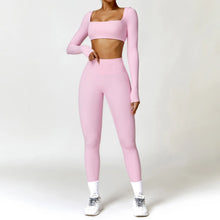 Load image into Gallery viewer, Summer 2PCS Yoga Suit Sports Set Women Quick-Dry Gym Set Women Tracksuit Running Workout Long Sleeve Sports Shirt Yoga Clothing
