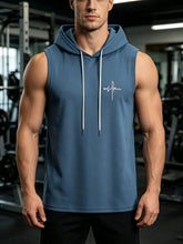 Load image into Gallery viewer, Summer Men‘s Workout Tee Running Training Hooded Sleeveless Gym Fitness Top Fashionable Loose Quick Drying Sports Tank Top
