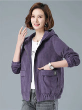 Load image into Gallery viewer, Corduroy Hooded Loose Jacket
