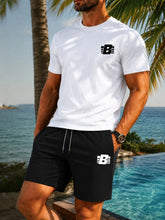 Load image into Gallery viewer, Men's 2-Piece Tracksuit Casual Sportswear Set Short Sleeve T-Shirt + Shorts Quick Dry Breathable Gym Fitness Running Outfit
