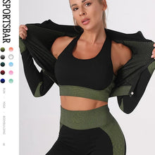 Load image into Gallery viewer, Summer Women's Yoga Sets Seamless Sports and Fitness Suit Tight Fast-drying Waist Closing Yoga Clothing Three-piece Set
