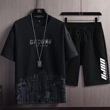 Load image into Gallery viewer, 2023 Summer Men's Tracksuit 2 Piece Set Fashion Casual Solid Short-Sleeved T-Shirt and Shorts Sport Suit Breathable Man Clothing
