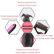 Load image into Gallery viewer, Pet Pro Grooming Tool Pet Grooming Brush, Double Sided Shedding Comb and for Dogs &amp; Cats, Dog Grooming Rakes Tools
