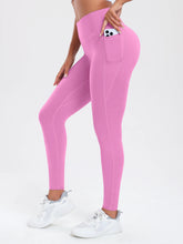 Load image into Gallery viewer, Women Leggings with Double Pockets Solid Color High Waist Butt Lifting Workout Tights Slim Elastic Pants Casual Wear
