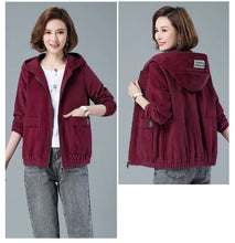 Load image into Gallery viewer, Corduroy Hooded Loose Jacket
