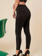 Load image into Gallery viewer, Solid color tight leggings PU leather splicing casual high waist stretch leggings women's clothing suitable for spring autu
