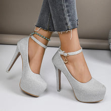 Load image into Gallery viewer, Women's High Heels 2025 New Style Semi-Uppered Thin Heel Waterproof Platform Buckle Fashion Shoes Large Size Strap Shoes
