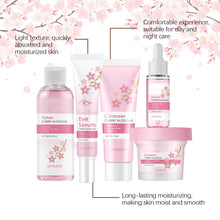 Load image into Gallery viewer, Sakura Skincare Set Moisturizer Face Cream Serum Toner Facial Cleanser Eye Cream Anti-Wrinkle Brighten Face Care Kit for Women
