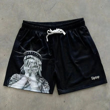 Load image into Gallery viewer, European and American Men's Summer Statue of Liberty Print Comfortable Breathable Drawstring Shorts Outdoor Casual Pants
