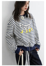 Load image into Gallery viewer, Striped Dog Print Loose Tee
